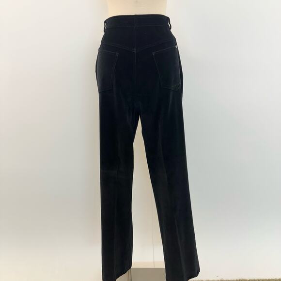 St. John Velvet High Rise Straight Leg Pants Black Cotton-Blend | Size 12 - Picture 7 of 12